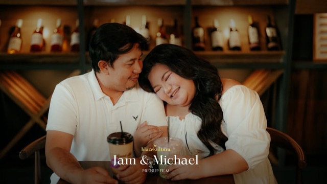 A frame from Jam and Michael’s prenup film